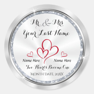 Pegatina Redonda Sr. y Sra. Wedding Stickers Personalizados