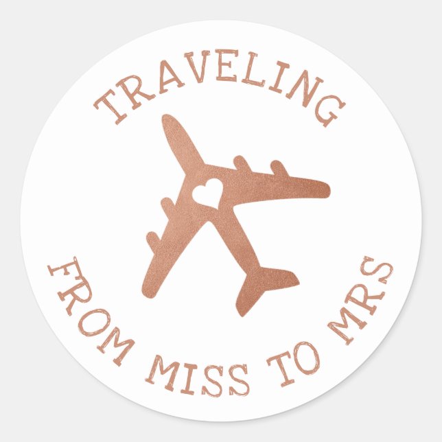 Pegatina Redonda Sra. a la Sra. Bridal Shower Bachelorette Favor La (Anverso)