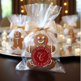 Pegatina Redonda Sra. Claus Navidades tratan a los Navidades rojos