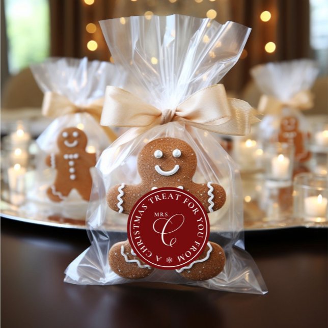 Pegatina Redonda Sra. Claus Navidades tratan a los Navidades rojos (Subido por el creador)