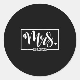Pegatina Redonda Sra. Est. 2025 Recién Casados Boda Esposa Sr &