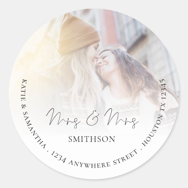 Pegatina Redonda Sra. Fotografía Nombre de devolución Dirección Bod (Anverso)