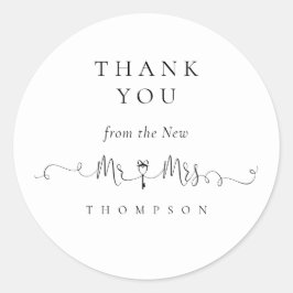 Pegatina Redonda Sra. Key Symbol Script Boda Gracias