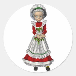 Pegatina Redonda Sra. Santa Claus