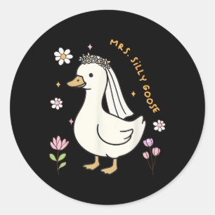 Pegatina Redonda Sra. Silly Goose Bride Para Ser Boda Bride Groom M