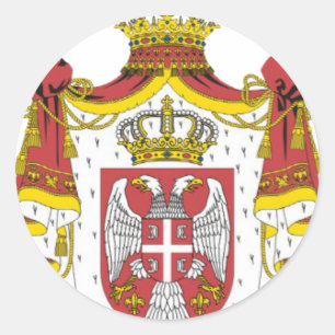 Pegatina Redonda Srbija Grb/escudo de armas servio
