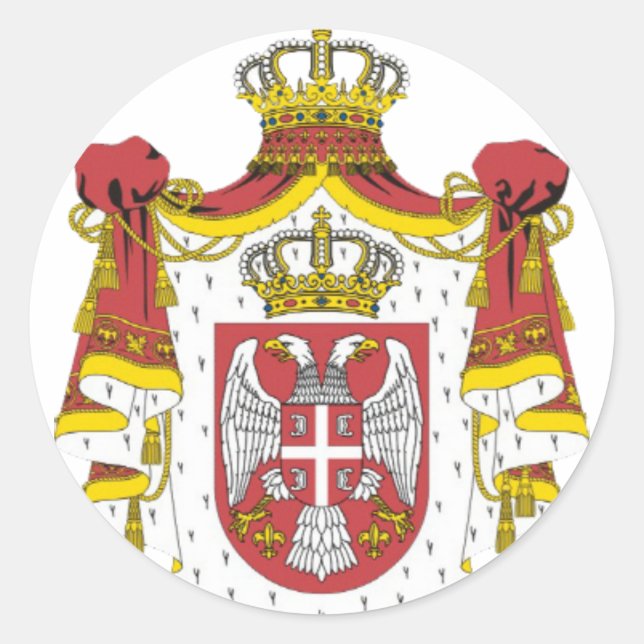 Pegatina Redonda Srbija Grb - Veliki / Escudo serbio de armas - Gra (Anverso)