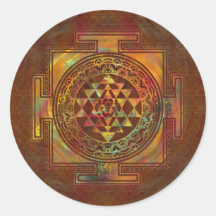 Pegatina Redonda Sri colorido Yantra/Sri Chakra
