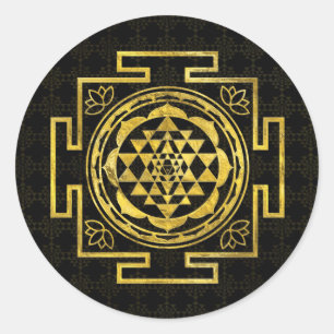 Pegatina Redonda Sri de oro Yantra/Sri Chakra