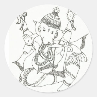 Pegatina Redonda Sri Ganesha