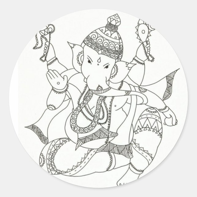 Pegatina Redonda Sri Ganesha (Anverso)