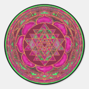 Pegatina Redonda Sri Lakshmi Yantra Mandala