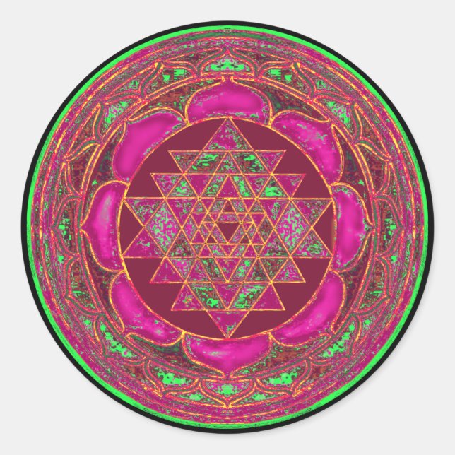 Pegatina Redonda Sri Lakshmi Yantra Mandala (Anverso)