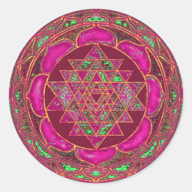 Pegatina Redonda Sri Lakshmi Yantra Mandala (Anverso)