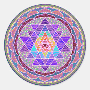 Pegatina Redonda Sri púrpura Yantra