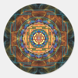Pegatina Redonda Sri Yantra - Geometría Sagrada