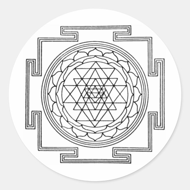 Pegatina Redonda Sri Yantra Mandala (Anverso)
