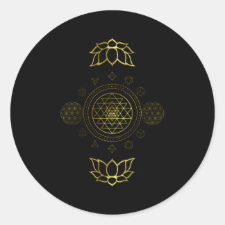 Pegatina Redonda Sri Yantra Sagrada Geometría Dala