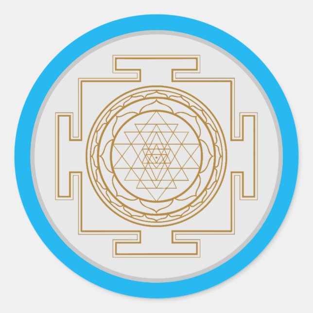Pegatina Redonda Sri Yantra - Símbolo sagrado (Anverso)