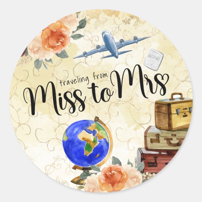 Pegatina Redonda Srta. Bridal Shower (Anverso)