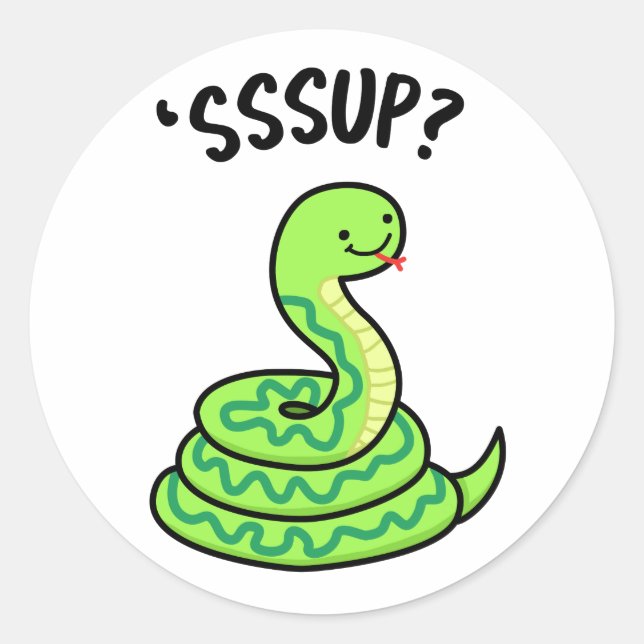 Pegatina Redonda Sssup Funny Hissing Snake Pun (Anverso)
