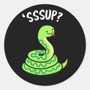 Pegatina Redonda Sssup Funny Hissing Snake Pun Dark BG