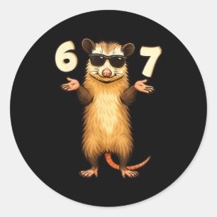 Pegatina Redonda Ssum 67 Movimiento de Mano Meme Divertido Niños Ad