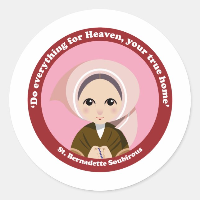 Pegatina Redonda St. Bernadette Soubirous (Anverso)