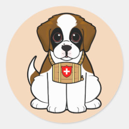 Pegatina Redonda St. Bernard Puppy