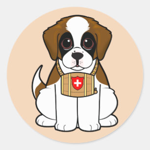 Pegatina Redonda St. Bernard Puppy