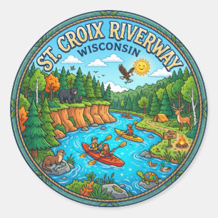 Pegatina Redonda St. Croix National Scenic Riverway Wisconsin