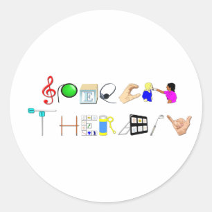 Pegatina Redonda ST en el trabajo