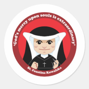 Pegatina Redonda St. Faustina Kowalska