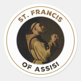 Pegatina Redonda St. Francis of Assisi Pray for Us