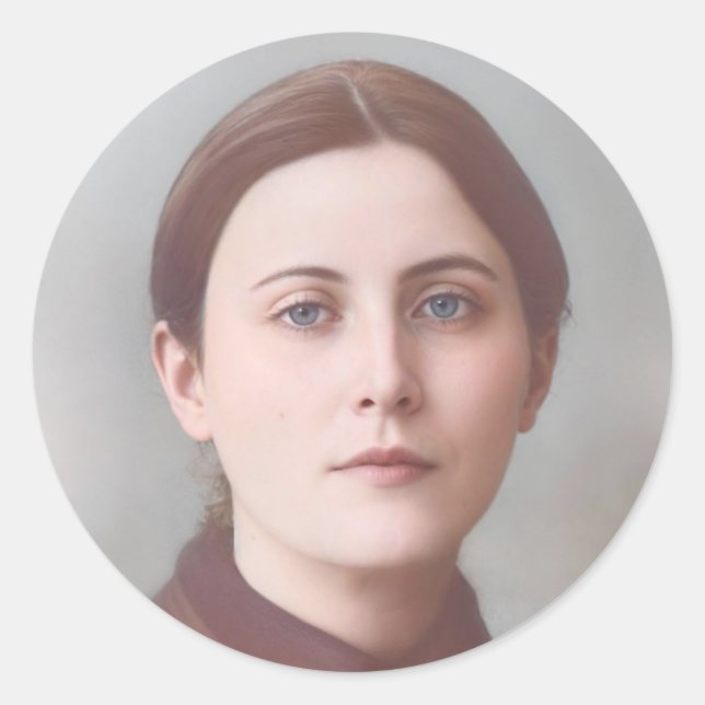 Pegatina Redonda St. Gemma Galgani Round Catholic Stickers (Anverso)