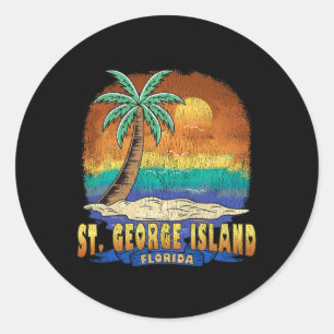 Pegatina Redonda St. George Island Florida Vintage Molestage Souve