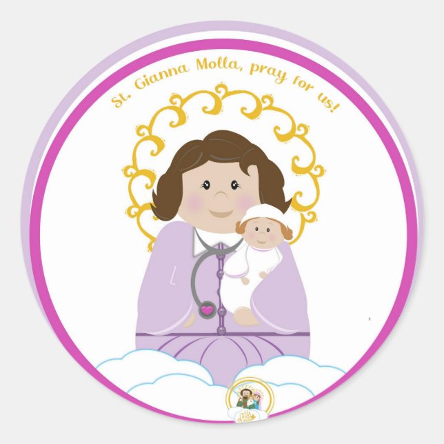 Pegatina Redonda St. Gianna Molla (Anverso)