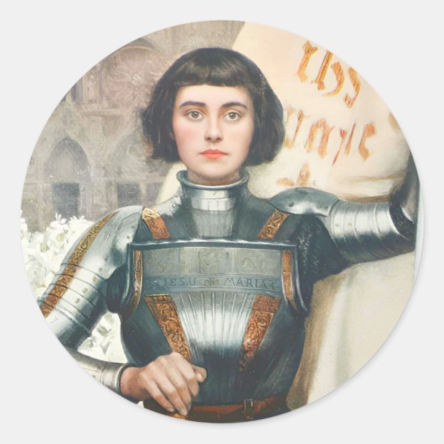 Pegatina Redonda St. Joan Of Arc Catholic Stickers  (Anverso)