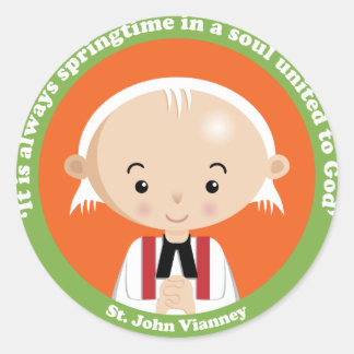 Pegatina Redonda St. John Vianney