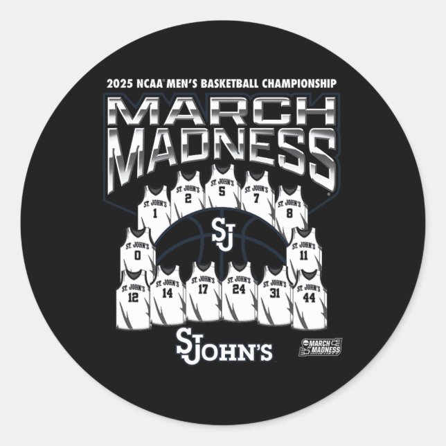 Pegatina Redonda St. John's March Madness 2025 Men's Sketll Nil  (Anverso)