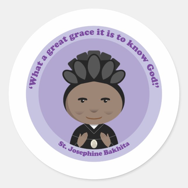 Pegatina Redonda St. Josephine Bakhita (Anverso)