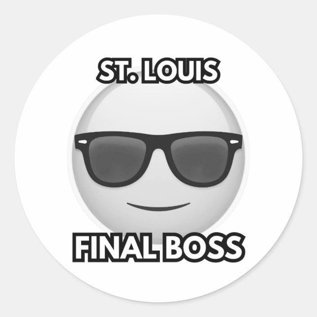 Pegatina Redonda St. Louis Final Boss Cool Emoji (Anverso)