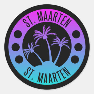 Pegatina Redonda St. Maarten Blue Gradient Sint Martin