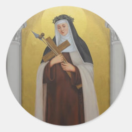 Pegatina Redonda St. Mary Magdalene de Pazzi Carmelite Nun