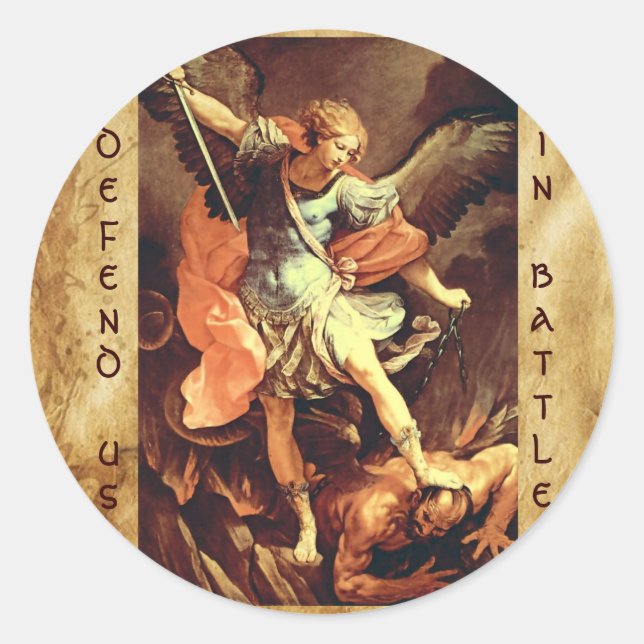Pegatina Redonda St. Michael el Archangel (Anverso)