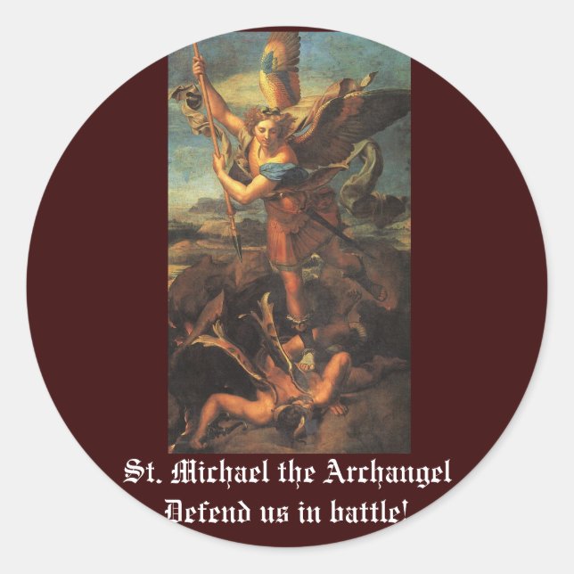 Pegatina Redonda St. Michael el Archangel (Anverso)
