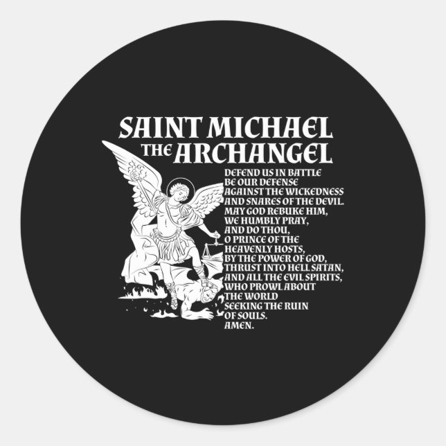 Pegatina Redonda St Michael The Archangel Prayer (Anverso)