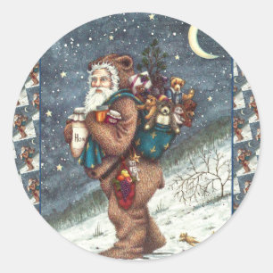 PEGATINA REDONDA ST. NICK EN TEDDY BEAR SUIT, NAVIDADES TEDDIES
