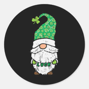 Pegatina Redonda St Patrick Day Gnome Lucky Saint Paddys Pattys Hom