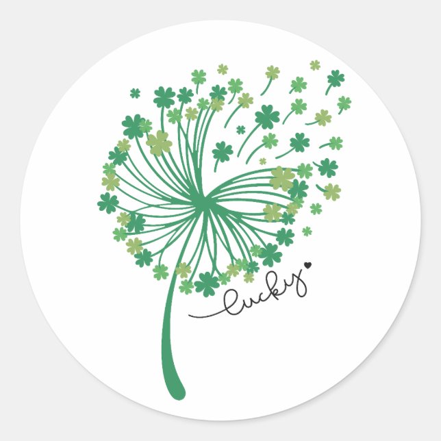 Pegatina Redonda St.Patrick’s Day Dandelion Lucky (Anverso)